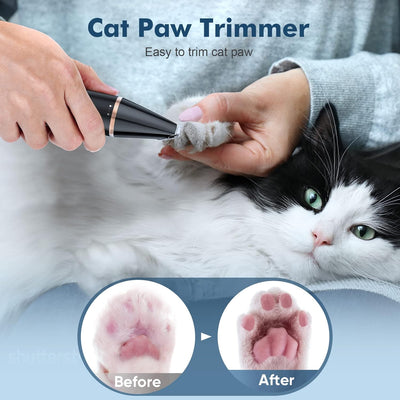 oneisall 2 Speed Cat Clippers with Double Blades, Rechargeable Cordless Small Cat Paw Trimmer, Low Noise for Trimming Dog's Hair Around Paws, Eyes, Ears, Face, Rump (Black)