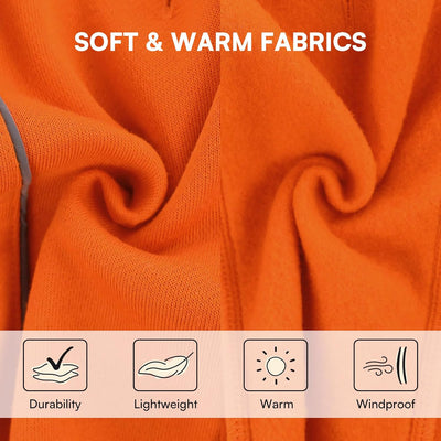 Queenmore Cozy Fleece Dog Sweater Small, Soft Pullover Dog Sweatshirt, Warm Winter Fleece Jacket with Leash Hole/Reflective Stripes for Small Medium Large Dogs Orange