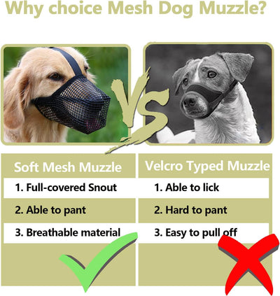 Whongkidz Dog Muzzle for Extra Small Sized Dogs, Air Mesh Dog Mouth Cover Allow Drinking No Biting Chewing for Dogs That Eat Everything (Black, XS)