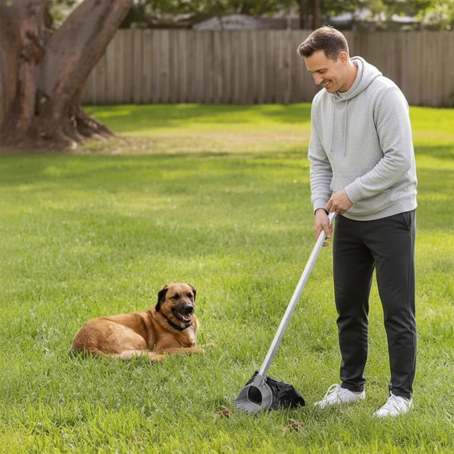 51 Pcs Dog Pooper Scooper with Bag Attachment 30" Pole Small to Large Dogs Heavy Duty Dog Pooper Scooper with 50 Refill Bags Long Handle for Yard Waste Cleanup on Grass Yard One Hand Use