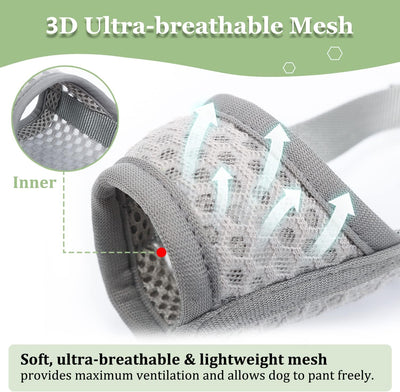 Mayerzon Dog Muzzle, Puppy Soft Mesh Muzzle for Small Medium Large Dogs Chihuahua Poodles Beagle Dachshund Corgis Labrador for Biting Chewing Grooming That Allows Panting Drinking(XS, Grey)