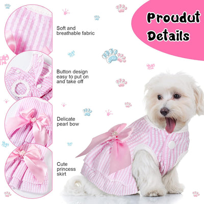 4 Pieces Dog Dresses Dogs Puppy Clothes Summer Princess Pet Dresses Girl Female Doggie Tutu Skirt Apparel for Chihuahua Yorkies Pup Cat Outfit(X-Small)