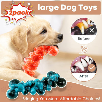 2 Pack Large Dog Chew Toys for Aggressive Chewers - Tough Dog Toys to Keep Them Busy Indestructible Super Chewer for Medium, Large Breed