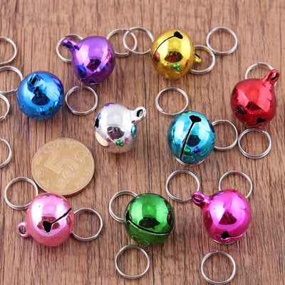 Pack of 7 Metal Jingle Bells Loose Beads Festival Party Decoration, 12mm Pet Cat Puppy Dog Bells for Collar, DIY Crafts Accessories (Random Color)