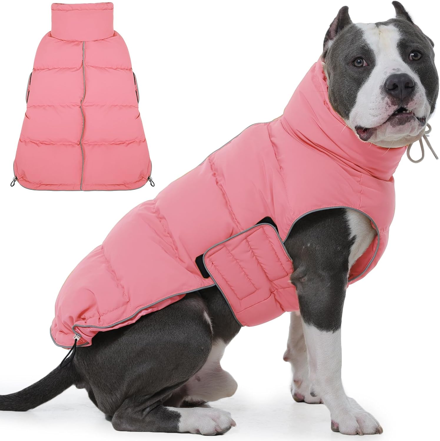 FUAMEY Dog Puffer Jacket for Large Dogs,Dog Cold Weather Coats Winter Dogs Down Jackets Waterproof Pet Snowsuits Warm Puppy Winter Vest Turtleneck Pets Adjustable Jackets Coats Mustard Yellow XXL