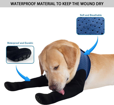 COODEO Dog Socks to Prevent Licking Paws, Dog Healing Bootss & Paw Protectors with Non-Slip Bottoms to Protect Wounds, Waterproof Sleeve Dog Shoes for Licking (Blue, XXL)