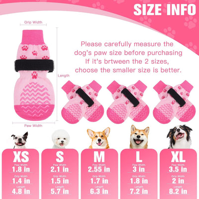 EXPAWLORER 6Pcs Anti Slip Dog Socks to Prevent Licking Paws, Dog Shoes for Hot Pavement, Double Sides Dog Boots & Paw Protectors Booties for Hardwood Floors with Grippers Small Medium Large Senior Dog