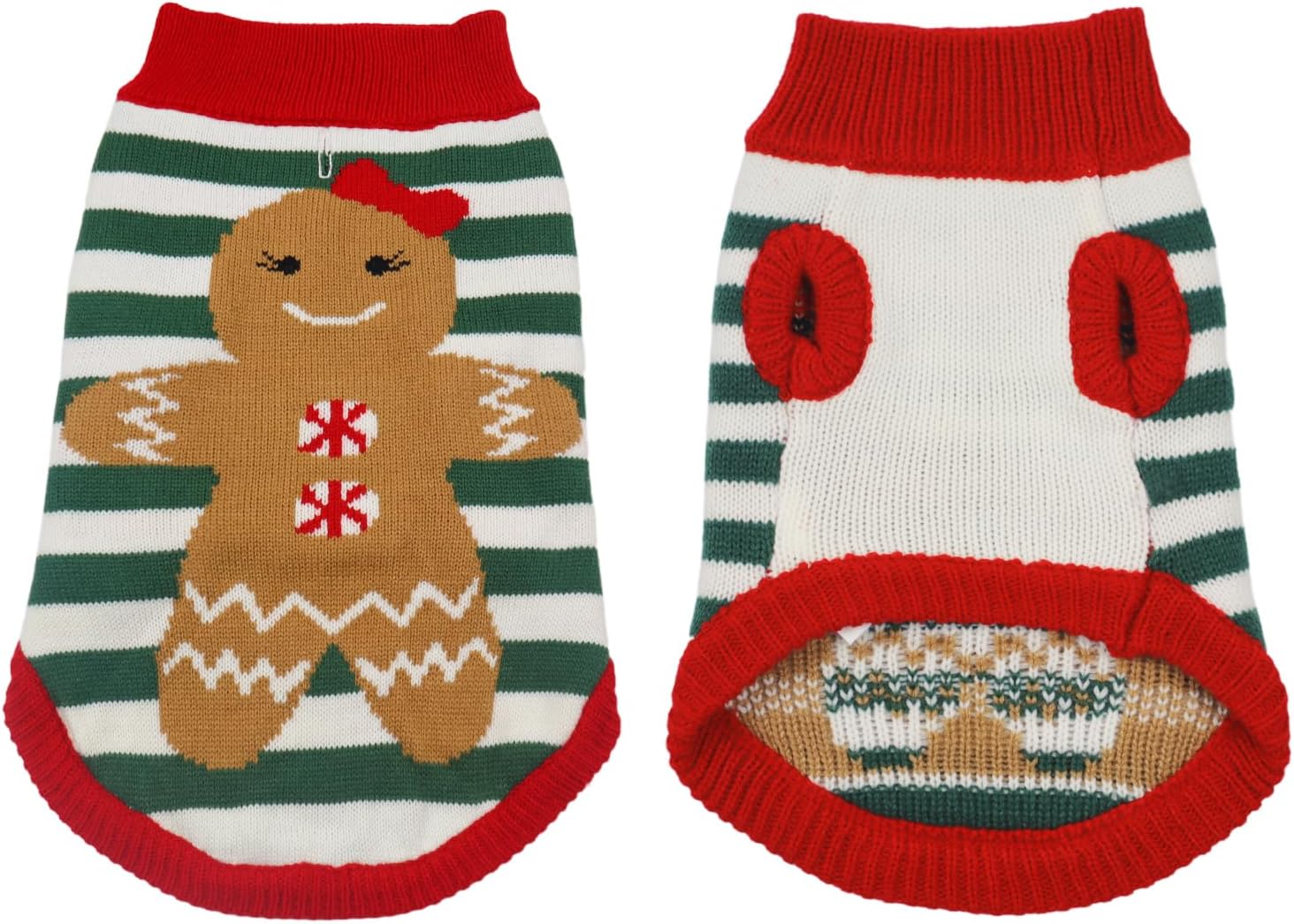 Dog Sweaters Pet Christmas Knitted Sweater Gingerbread Girl Jumper Coat for Puppy Sweaters Warm Outfit for Dog Cat (M)