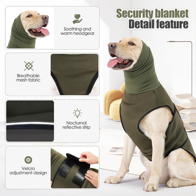 Dog Anxiety Vest Hoodie,Dog Thunder Jacket for Thunderstorm,Travel and Vet Visits,Green S
