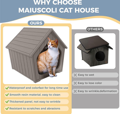 Dog House Indoor Outdoor Puppy Kennel Animal Shelter Water Resistant Easy Assembly Sturdy Dog Bed with Air Vents and Elevated Floor(Coffee,23.4 * 22.6 * 22.8in)
