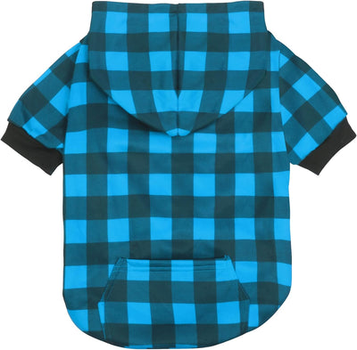 Plaid Dog Sweaters Hoodies Sweatshirts for Dogs Cats, Warm and Soft Cold Weater Coats for Christmas (Blue, Medium)