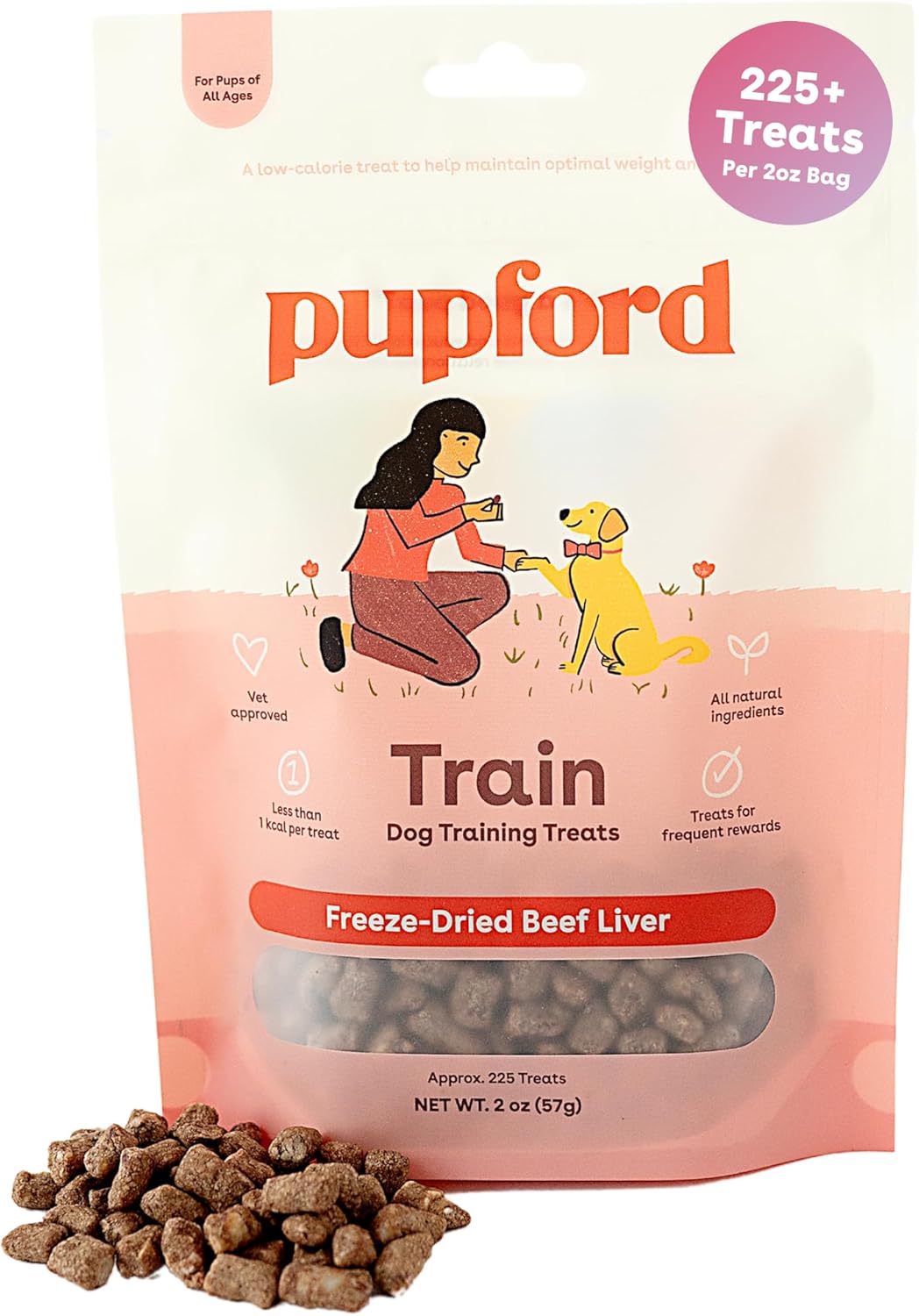 Pupford Freeze Dried Training Treats for Dogs & Puppies, 475+ Three Ingredient Bites (Beef Liver, 4 oz)