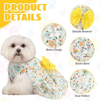 Sanwuta 8 Pieces Dog Bowknot Dresses Puppy Clothes Outfits Princess Dresses Soft Lightweight Summer Fruit Floral Pattern Pet Skirts for Girl Puppy(Medium)