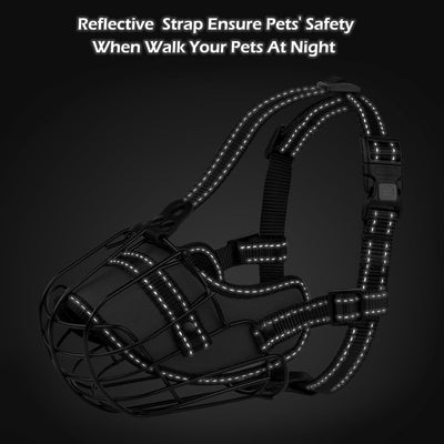 OOPSDOGGY Pitbull Dog Muzzle Reflective Metal Mask Secure Wire Basket Muzzle for Large Sized Dogs Amstaff Soft Cage Muzzle to Prevent Biting Chewing with Adjustable Nylon Straps (Green, Pitbull)