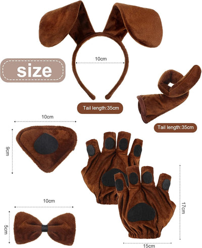 Zhanmai Puppy Dog Tutu Skirt Animal Costume Set Puppy Ears Headband Bow Tie Paw Gloves Tutu Skirt for Carnival Party