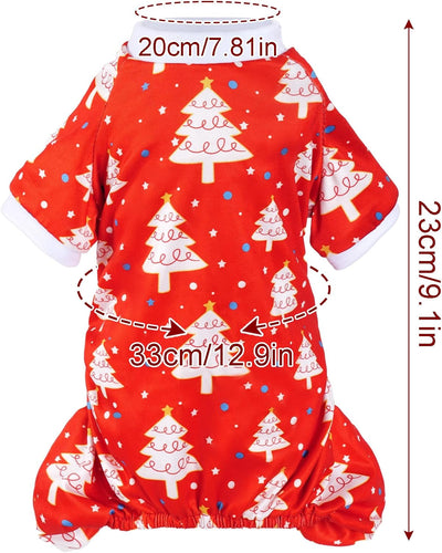 Dog Christmas Pajamas Cute Pet Jumpsuit Doggy Clothes Puppy Holiday Outfit for Small Dogs Cats,S