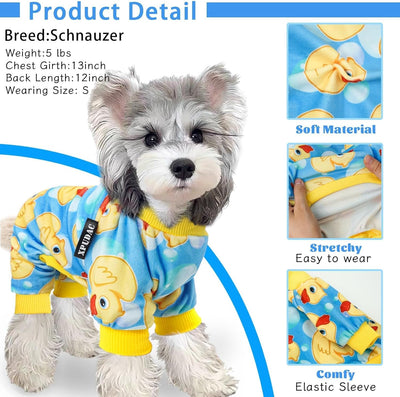 XPUDAC 4 Pieces Dog Pajamas for Small Dogs Pjs Clothes Puppy Onesies Outfits for Doggie Christmas Shirts Sleeper for Pet