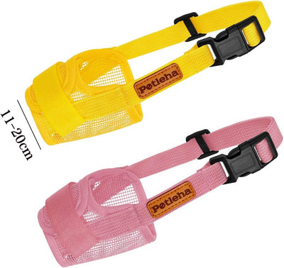 2p Dog Muzzle Soft Dog Muzzle Comfortable Dog Muzzle Adjustable Pet Muzzle Suitable for Small and Medium Dogs (Pink and Yellow, 8-20lb)