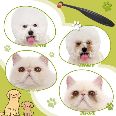 Dog Cat Eye Powder Brush, 4 Pack Tear Stain Remover Brushes Washable Fiber Dog Eye Grooming Soft Bristles Dog Eye Cleaning Brush Pets Grooming Comb for Small Pet Cat Dogs Removing Crust Mucus