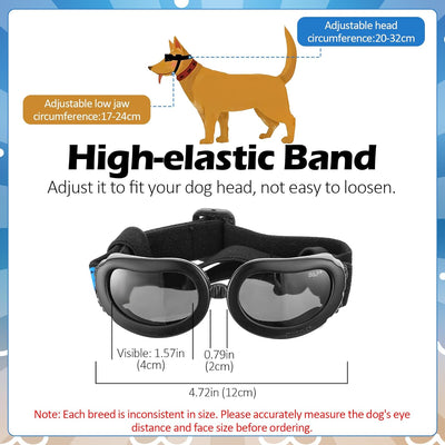 Dog Sunglasses, Wind Dust Dog Goggles Eye Protection Waterproof Eye Wear Pet Glasses with Adjustable Strap Pet Accessories for Small Dogs Puppy Hiking