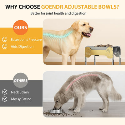 2-Pack Elevated Dog Bowls for Large Breed, 3 Gallon Large Water Bowl and 1.5 Gal Food Bowl Set with 6-Height Adjustable Stand, Raised Dog Feeding Station with Stainless Steel Bowls for Indoor&Outdoor