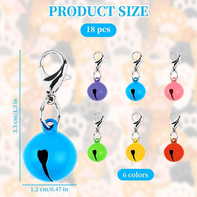 18 Pcs Colourful Cat Bells for Dog Collars, Cute Dog Collar Bells with Clasps, Charm Bell Collar for Small Dogs, Cats, Kittens, Puppies, Pet Pendant Accessories, Christmas Pet Party Decoration