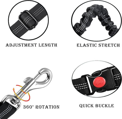 Dog Seat Belt, Updated Dual-Use Dog Seatbelt for Vehicle Headrests, Dog Car Leash for Dog car seat Cover - Bungee Retractable Adjustable for Your Pet, Pet Safety Car Harness