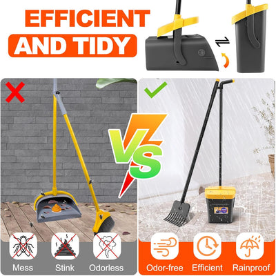 LANNEY Pooper Scooper - 46" Long Adjustable Handle Dog Pooper Scooper, Swivel Bin, Rake and 35 Waste Bag, Heavy Duty Poop Scooper for Large Medium Small Yard Dog Pet