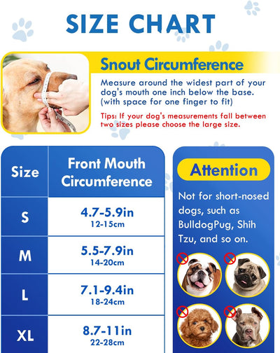 Dog Muzzle, Soft Nylon Muzzle for Small Medium Large Sized Dog to Anti & Prevent Biting Barking Chewing（Black-XL）