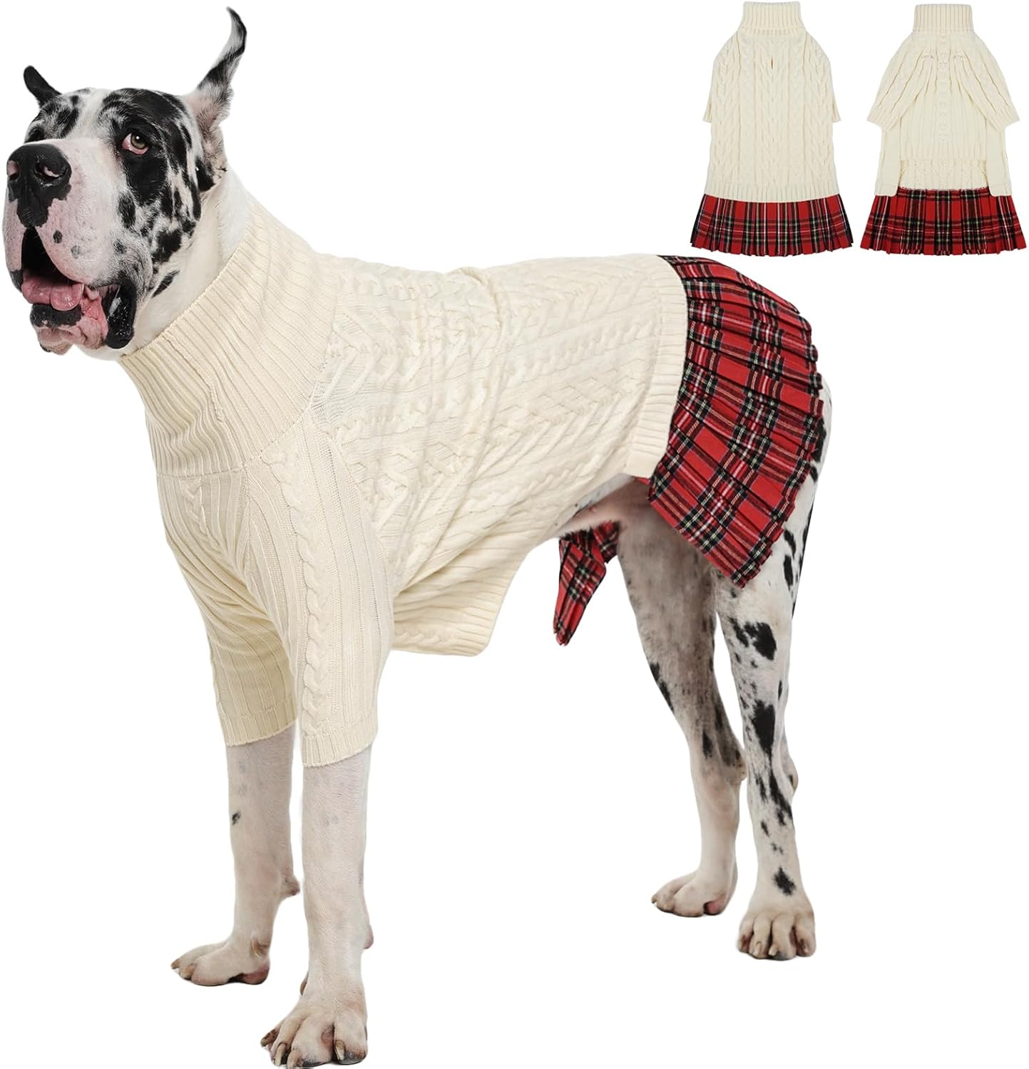 IECOii Big Girl Dog Sweater Dress, Cable Knit Sweater for Extra Large Dogs Girl,Purple,4XL, Cute Dog Warm Dress for Fall Winter, Good Stretcy Fit Knitwear for Giant Breed Dogs Female Indoor & Outdoor