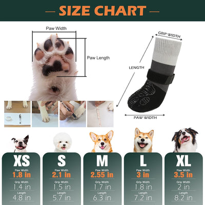 EXPAWLORER Anti Slip Dog Socks to Prevent Licking Paws,Dog Shoes for Hot Pavement, Dog Booties for Hardwood Floors, Dog Boots & Paw Protectors with Grippers for Small Medium Large Senior Dogs Black XS