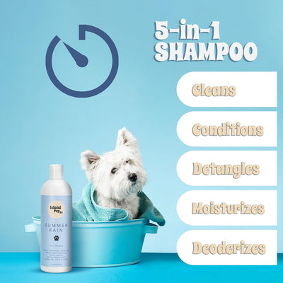 Islandpup 5-in-1 Organic Dog Shampoo and Conditioner | Hydrating, Deodorizing & Detangle | Natural Dog Shampoo Made with Oatmeal & Coconut| Locks Moisture in The Skin for Lasting Hydration | 16 FL OZ