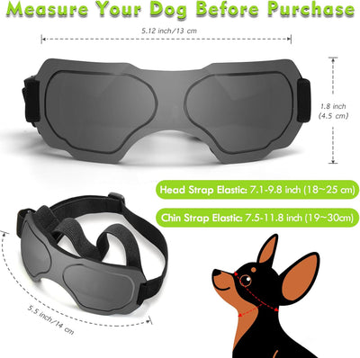 Small Dog Goggles, UV Protection Sunglasses for Small to Medium Breed Dog, Snow-Proof Windproof Goggles with Flexible Straps for Puppy Dogs (Black)