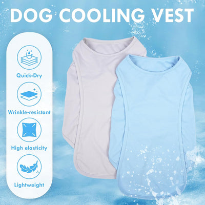 2 Pack Summer Dog Shirt, Quick Dry Cooling T-Shirts for Large Dogs, Sun Protection Breathable Vest, Durable Regulate Temperature Dog Clothes, Blue+Grey, 4XL