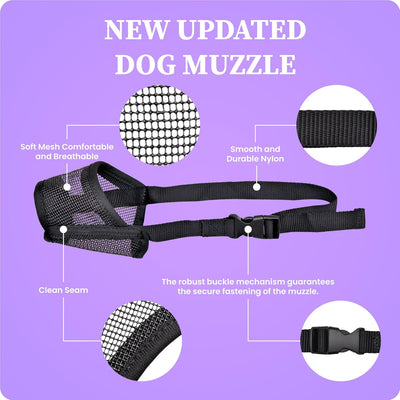Flintstone Muzzle for Medium Sized Dog - Soft Mesh Dog Muzzle Medium Sized Dogs | Breathable and Adjustable Muzzles to Prevent Biting Chewing Grooming | No Bark Muzzle M 8”-9.5”
