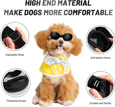 NVTED Foldable Dog Goggles, Dog Sunglasses UV Protection Wind Protection Dust Protection Fog Protection Pet Glasses Eye Wear Protection with Adjustable Strap