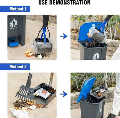 TIMINGILA Pooper Scooper Large Bin,Metal Rake & Tray for Large & Small Dogs Non-Breakable Dog Poop Scooper with 20 Waste Bags Easy to Clean Pet Waste Use on Grass, Dirt or Gravel - Pet Supplies