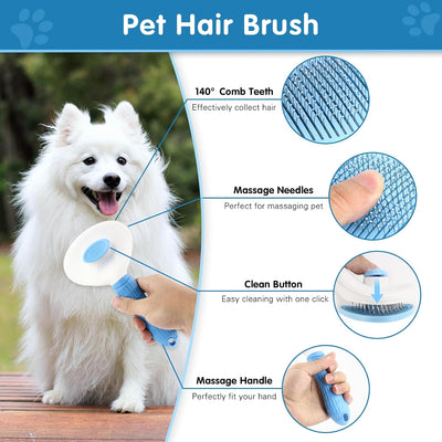 Dog Brush Dog Grooming Kit 6PCS Dog Brush for Shedding-Dog Brushes for Grooming, Dematting Comb for Dogs, Cat Nail Clipper with Nail File, Flea Comb, Bath Brush-Blue