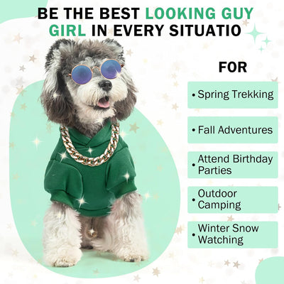 SCENEREAL Dog Hoodie Sweaters for Small Medium Large Size Dogs, Fleece Dog Sweatshirt with Hat and Pocket,Soft Cotton Cold Winter All Weather Dog Clothes for S to XL Sized Dogs, Green XL