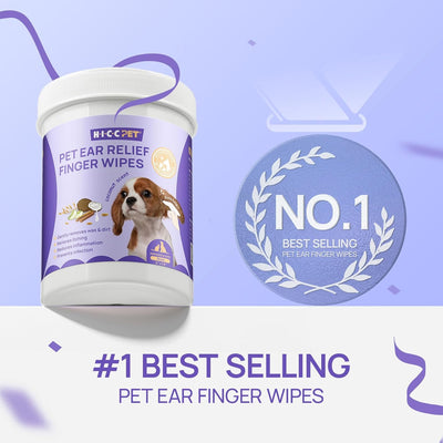 HICC PET Toallitas limpiadoras de orejas para perros, 50 unidades, para perros y gatos, tratamiento de infección de oído de perro para aliviar la picazón y la inflamación de los oídos, eliminar la
