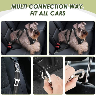 SlowTon Cinturón de seguridad para perro, paquete de 2 cinturones de seguridad para perro, correa elástica ajustable, amortiguador elástico de nailon resistente, correa de seguridad reflectante para
