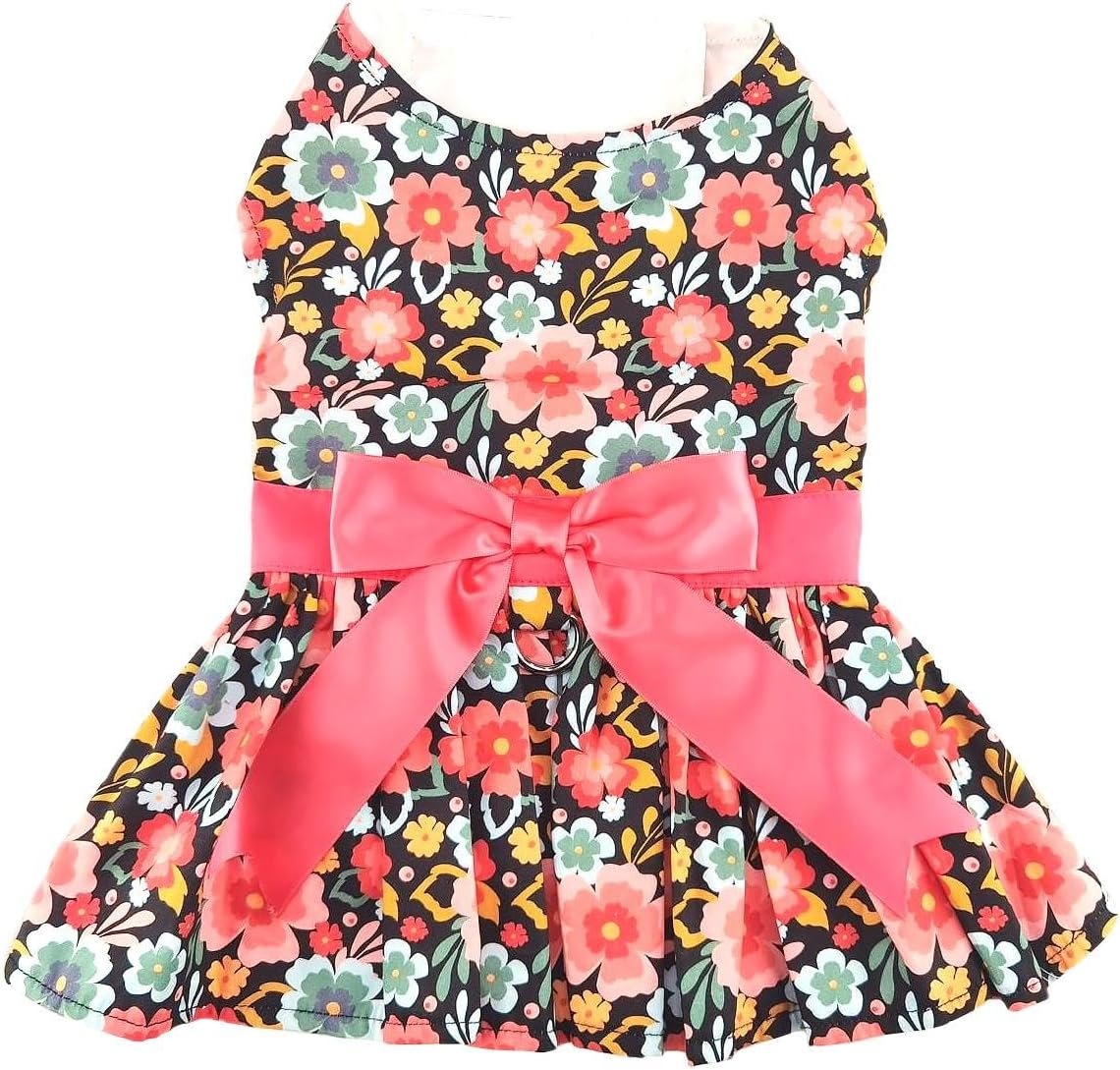Blooming Blue and Peach Floral Dog Dress (Large)