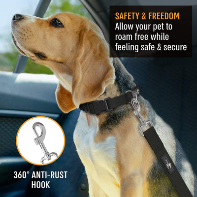 Active Pets Dog Car Seat Belt Harness, Safety Travel Restraint System for Small to Large Dogs, Crash Tested Vehicle Protection & Comfort, Black 1pk