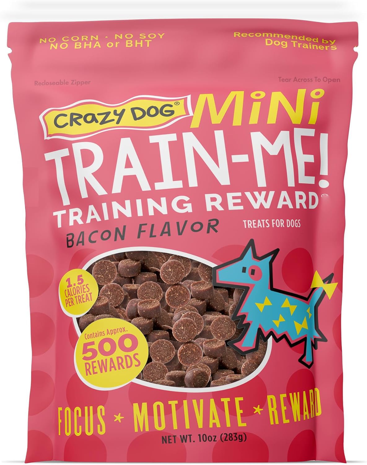 Crazy Dog Mini Train-Me! Training Treats 10 oz. Bag, Chicken Flavor, with 500 Treats per Bag, Recommended by Dog Trainers