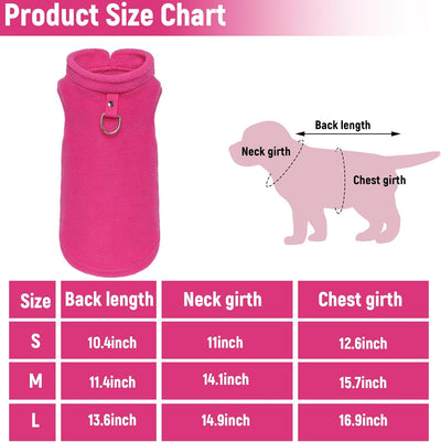 Choyaxo Fleece Dog Sweater - Warm Puppy Vest with D-Ring for Cold Weather