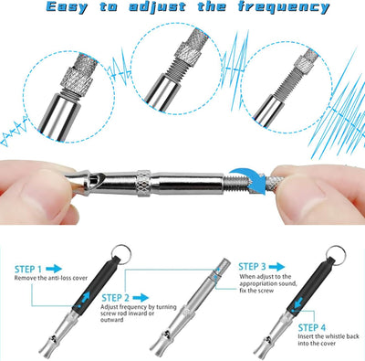 2 Pack Dog Whistle, Dog Whistle to Stop Barking Neighbors Dog, Adjustable Ultrasonic Silent Dog Whistle, Professional Recall Dog Training Whistles with Lanyard (2)