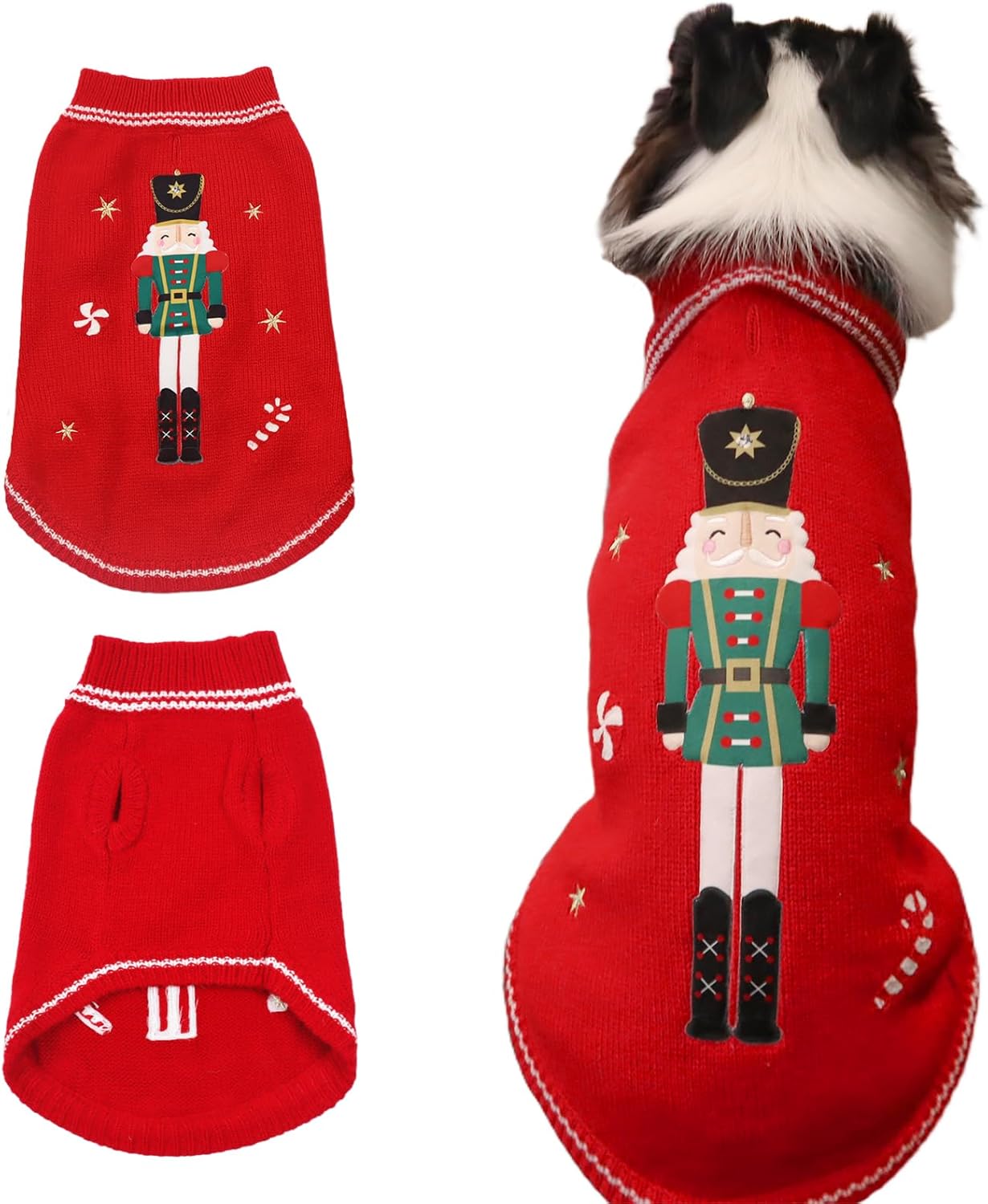 Dog Sweaters Pet Christmas Knitted Sweater Gingerbread Girl Jumper Coat for Puppy Sweaters Warm Outfit for Dog Cat (M)