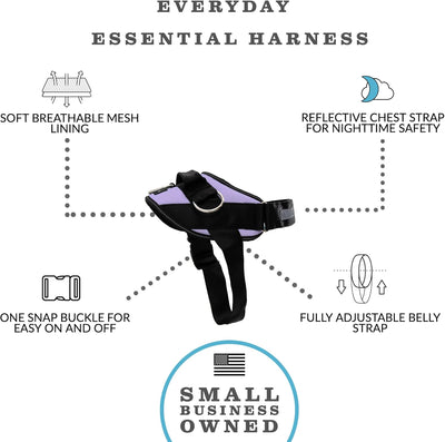 ShawnCo Essential Dog Harness, No-Pull Pet Vest with 3 Leash Clips, No Choke, Reflective, Adjustable and Padded, for Easy Walking and Training for Small, Medium and Large Dogs (ICY Lilac, L)