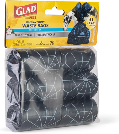Glad for Pets Extra Large Tropical Breeze Scented Dog Waste Bags Refill Rolls| Poop Bags for Dogs, 90 Count - Dog Poop Bag Refills, 15 Dog Waste Bags Per Roll
