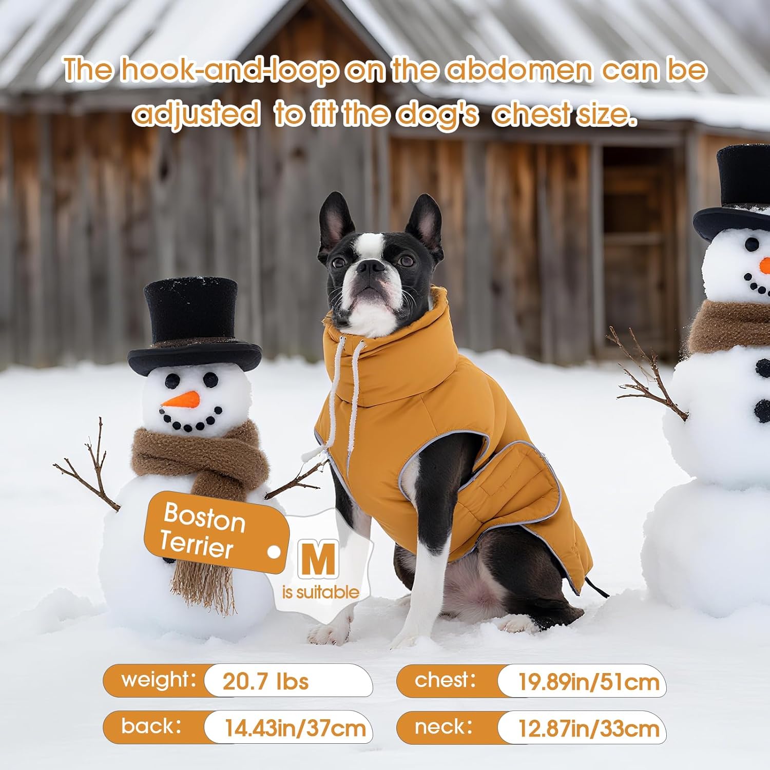 FUAMEY Dog Puffer Jacket for Large Dogs,Dog Cold Weather Coats Winter Dogs Down Jackets Waterproof Pet Snowsuits Warm Puppy Winter Vest Turtleneck Pets Adjustable Jackets Coats Mustard Yellow XXL